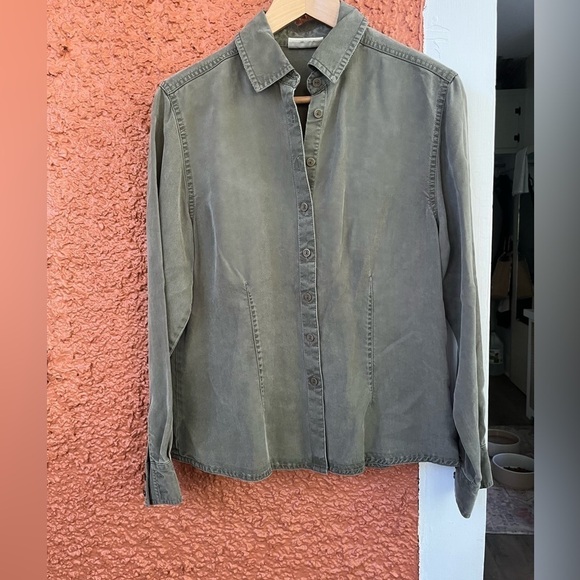 Women’s Marsh Landing Button Down Utility Shirt Green 100% Lyocell - Picture 1 of 7